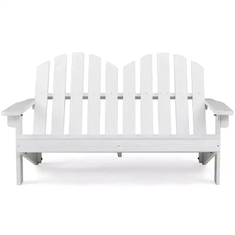 Costway Sedia Adirondack 2 Posti per Bambini, in Legno Massello, Panca con Schienale e Braccioli, per Esterni Caffè/Bianco/Grigio