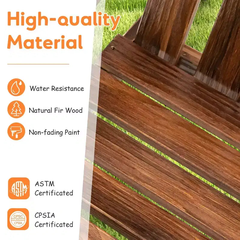 Costway Sedia Adirondack 2 Posti per Bambini, in Legno Massello, Panca con Schienale e Braccioli, per Esterni Caffè/Bianco/Grigio