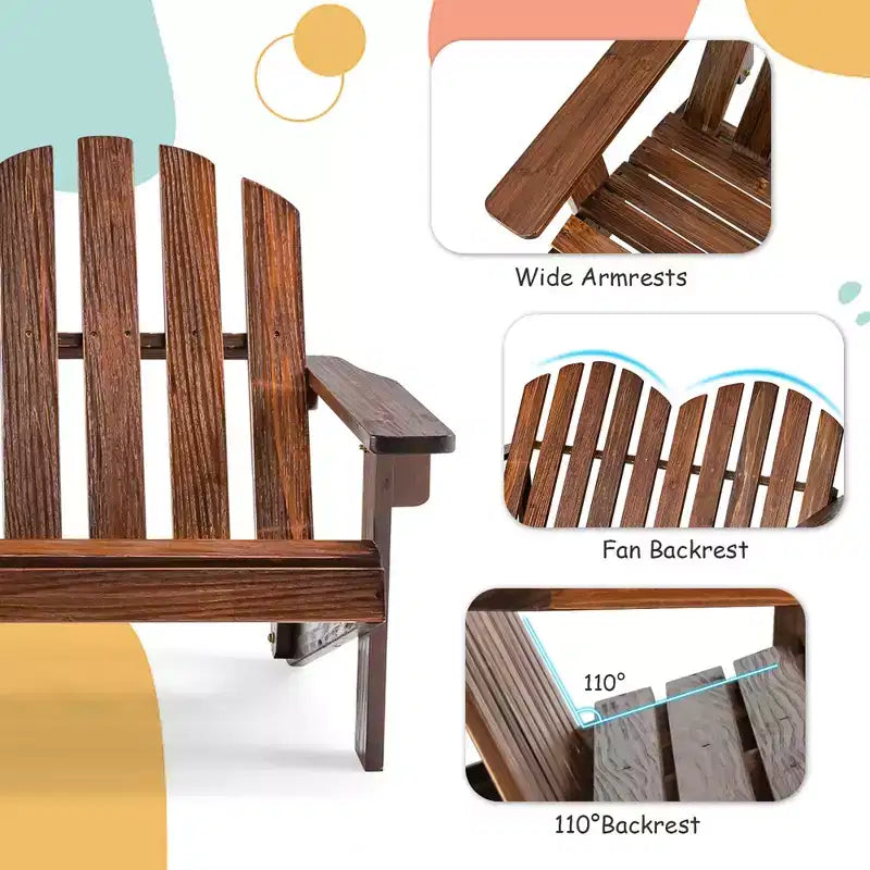 Costway Sedia Adirondack 2 Posti per Bambini, in Legno Massello, Panca con Schienale e Braccioli, per Esterni Caffè/Bianco/Grigio