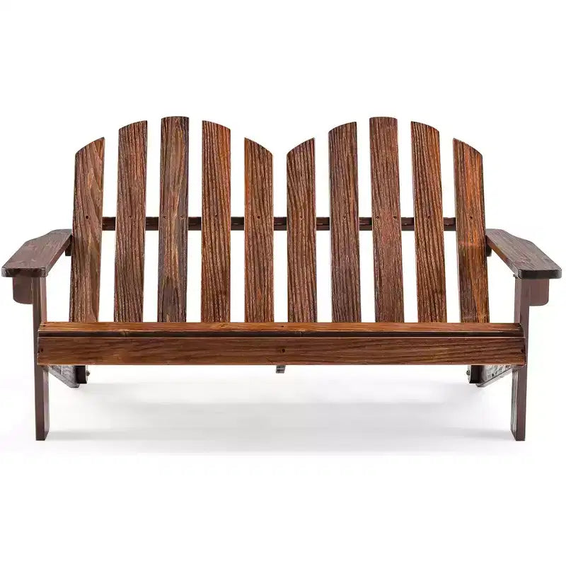 Costway Sedia Adirondack 2 Posti per Bambini, in Legno Massello, Panca con Schienale e Braccioli, per Esterni Caffè/Bianco/Grigio