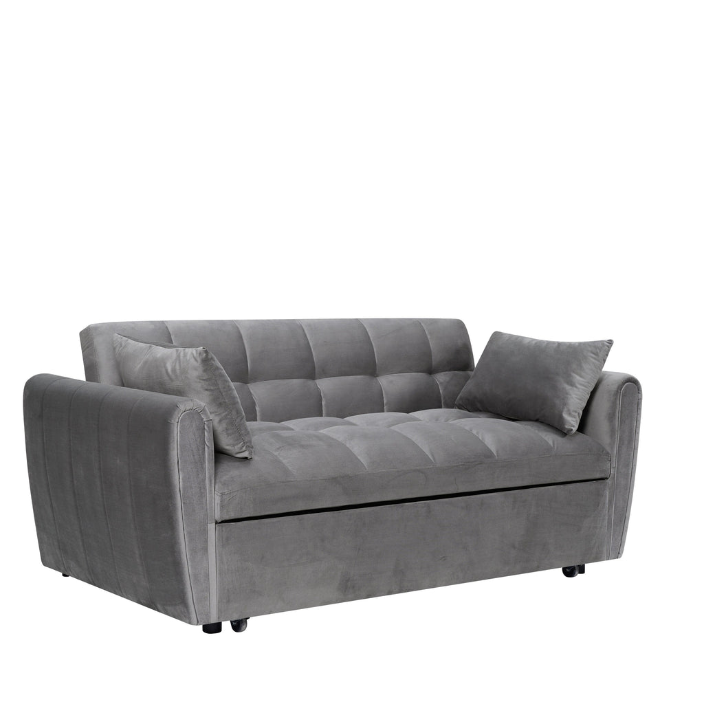 64.96 Velvet 3-in-1 Convertible Sofa Bed with Adjustable Back, Storage Pocket, and 500lb Weight Capacity