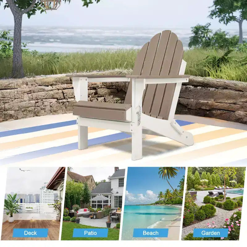 Sedia pieghevole Aoodor HDPE per esterni per tutte le stagioni Adirondack per patio, giardino, cortile, ponte prato focolare 32'' (L) x 29'' (W) x 37'' (H)