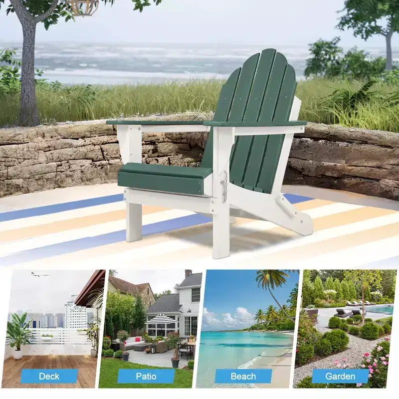 Sedia pieghevole Aoodor HDPE per esterni per tutte le stagioni Adirondack per patio, giardino, cortile, ponte prato focolare 32'' (L) x 29'' (W) x 37'' (H)