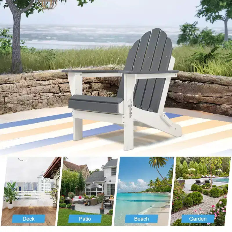 Sedia pieghevole Aoodor HDPE per esterni per tutte le stagioni Adirondack per patio, giardino, cortile, ponte prato focolare 32'' (L) x 29'' (W) x 37'' (H)