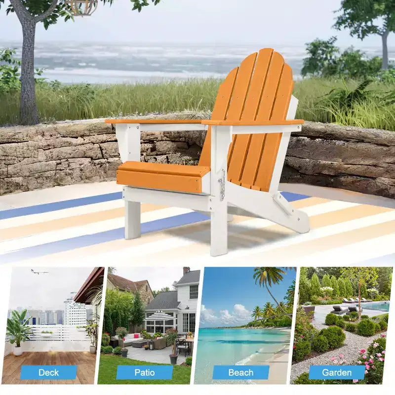 Sedia pieghevole Aoodor HDPE per esterni per tutte le stagioni Adirondack per patio, giardino, cortile, ponte prato focolare 32'' (L) x 29'' (W) x 37'' (H)