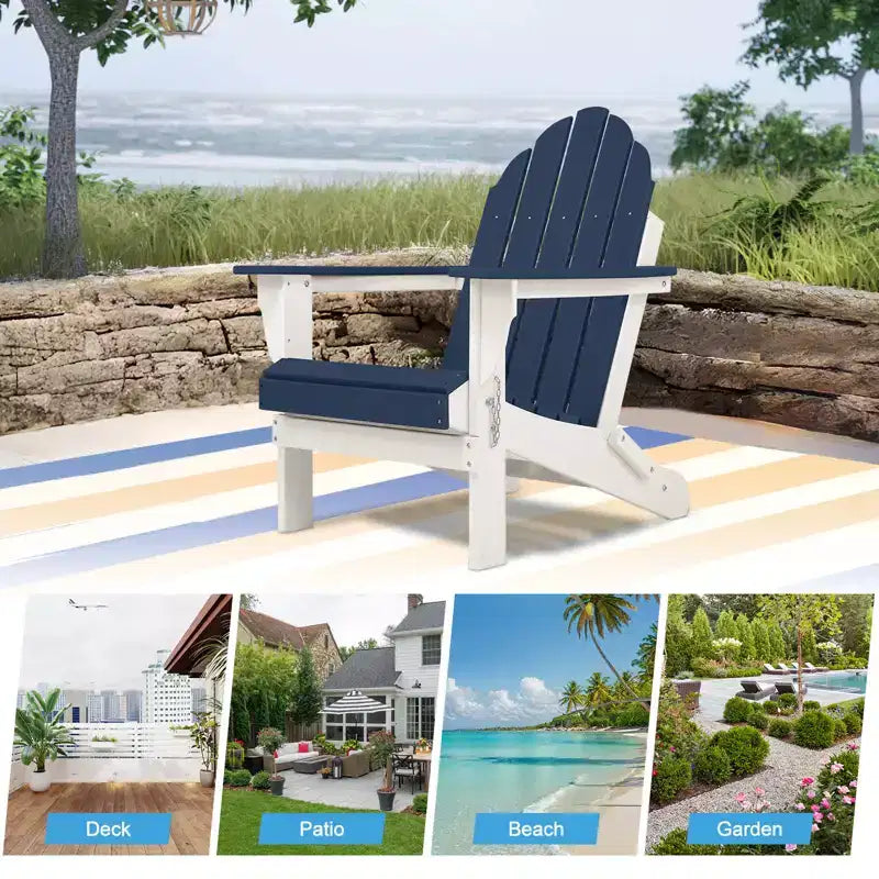 Sedia pieghevole Aoodor HDPE per esterni per tutte le stagioni Adirondack per patio, giardino, cortile, ponte prato focolare 32'' (L) x 29'' (W) x 37'' (H)