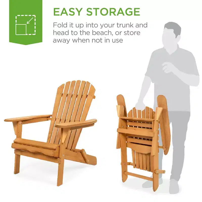 Best Choice Products Sedia Adirondack Pieghevole da Esterno, Mobili da Giardino in Legno con Capacità di 158 kg