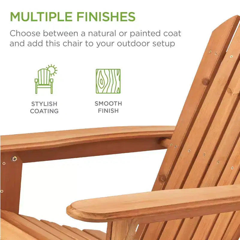 Best Choice Products Sedia Adirondack Pieghevole da Esterno, Mobili da Giardino in Legno con Capacità di 158 kg