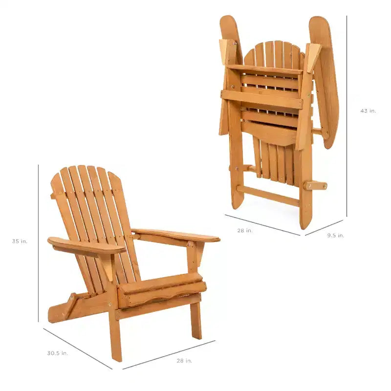 Best Choice Products Sedia Adirondack Pieghevole da Esterno, Mobili da Giardino in Legno con Capacità di 158 kg