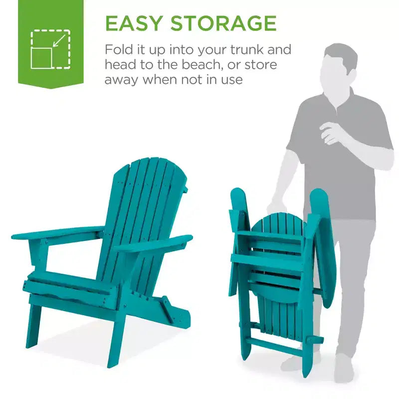 Best Choice Products Sedia Adirondack Pieghevole da Esterno, Mobili da Giardino in Legno con Capacità di 158 kg