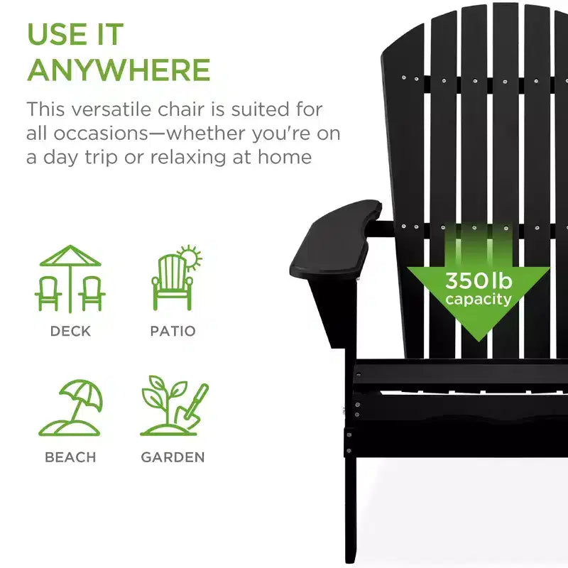 Best Choice Products Sedia Adirondack Pieghevole da Esterno, Mobili da Giardino in Legno con Capacità di 158 kg