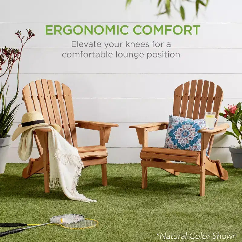 Best Choice Products Sedia Adirondack Pieghevole da Esterno, Mobili da Giardino in Legno con Capacità di 158 kg