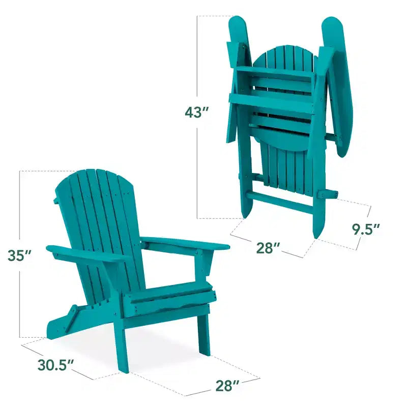 Best Choice Products Sedia Adirondack Pieghevole da Esterno, Mobili da Giardino in Legno con Capacità di 158 kg