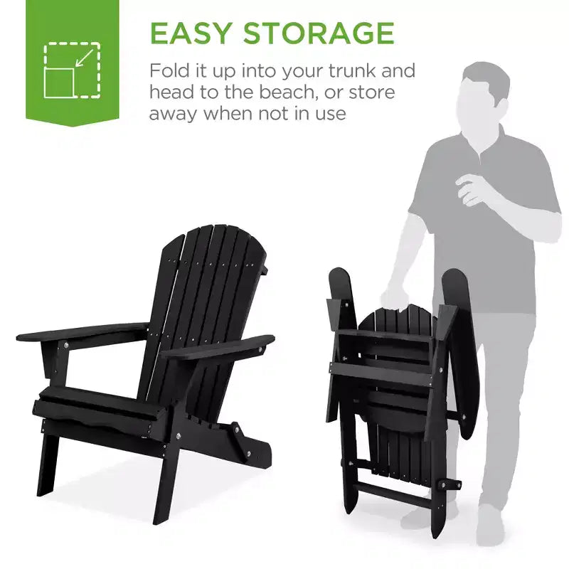 Best Choice Products Sedia Adirondack Pieghevole da Esterno, Mobili da Giardino in Legno con Capacità di 158 kg