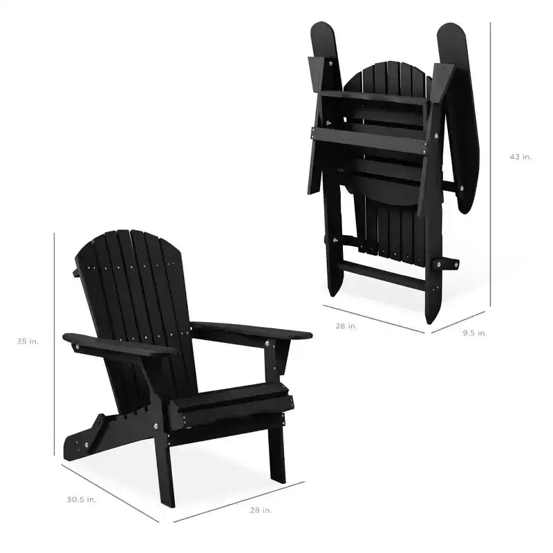 Best Choice Products Sedia Adirondack Pieghevole da Esterno, Mobili da Giardino in Legno con Capacità di 158 kg