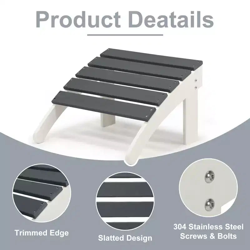 Aoodor Ottoman de jardin Adirondack – Repose-pieds de patio en HDPE résistant aux intempéries pour une relaxation ultime