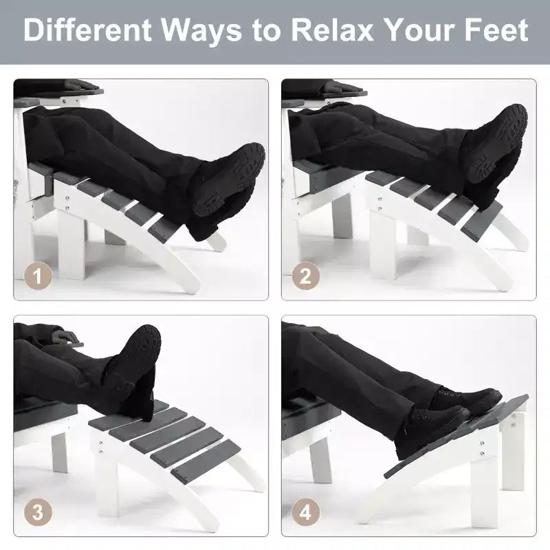 Aoodor Ottoman de jardin Adirondack – Repose-pieds de patio en HDPE résistant aux intempéries pour une relaxation ultime