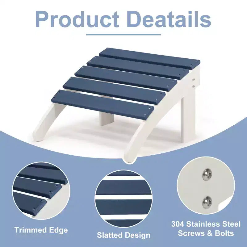 Aoodor Ottoman de jardin Adirondack – Repose-pieds de patio en HDPE résistant aux intempéries pour une relaxation ultime