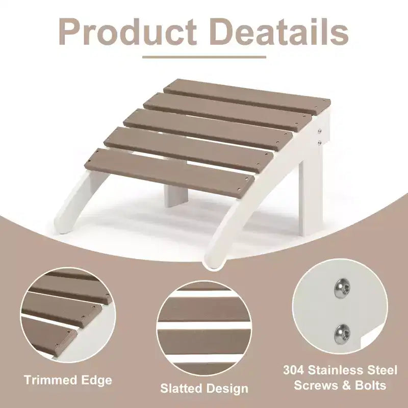 Aoodor Ottoman de jardin Adirondack – Repose-pieds de patio en HDPE résistant aux intempéries pour une relaxation ultime