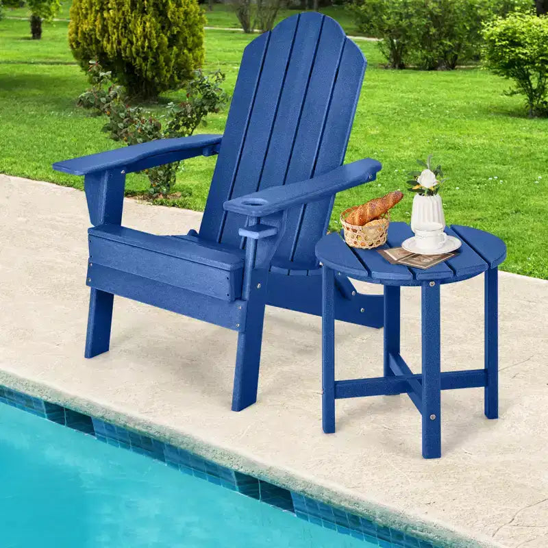 Costway Tavolino Rotondo Adirondack da Patio da 18'' Resistente alle Intemperie per Giardino in HDPE