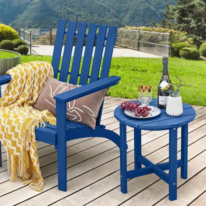 Costway Tavolino Rotondo Adirondack da Patio da 18'' Resistente alle Intemperie per Giardino in HDPE