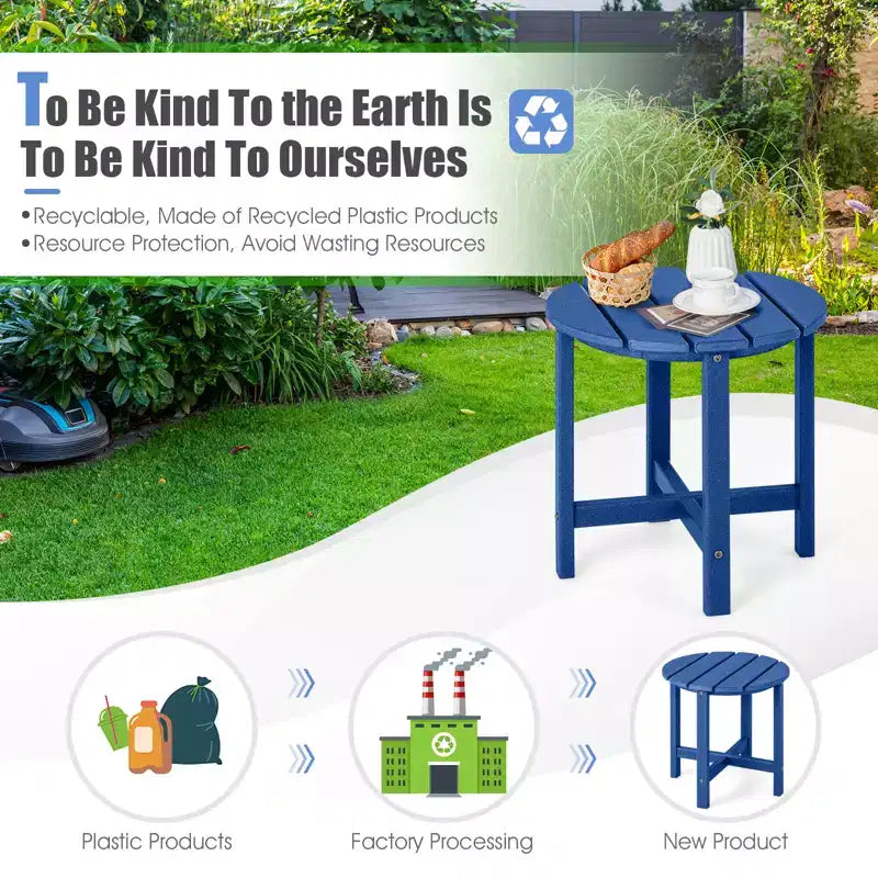 Costway Tavolino Rotondo Adirondack da Patio da 18'' Resistente alle Intemperie per Giardino in HDPE
