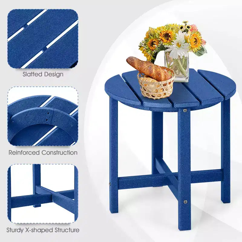 Costway Tavolino Rotondo Adirondack da Patio da 18'' Resistente alle Intemperie per Giardino in HDPE