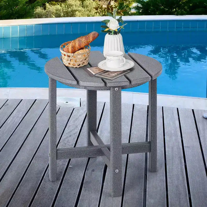 Costway Tavolino Rotondo Adirondack da Patio da 18'' Resistente alle Intemperie per Giardino in HDPE