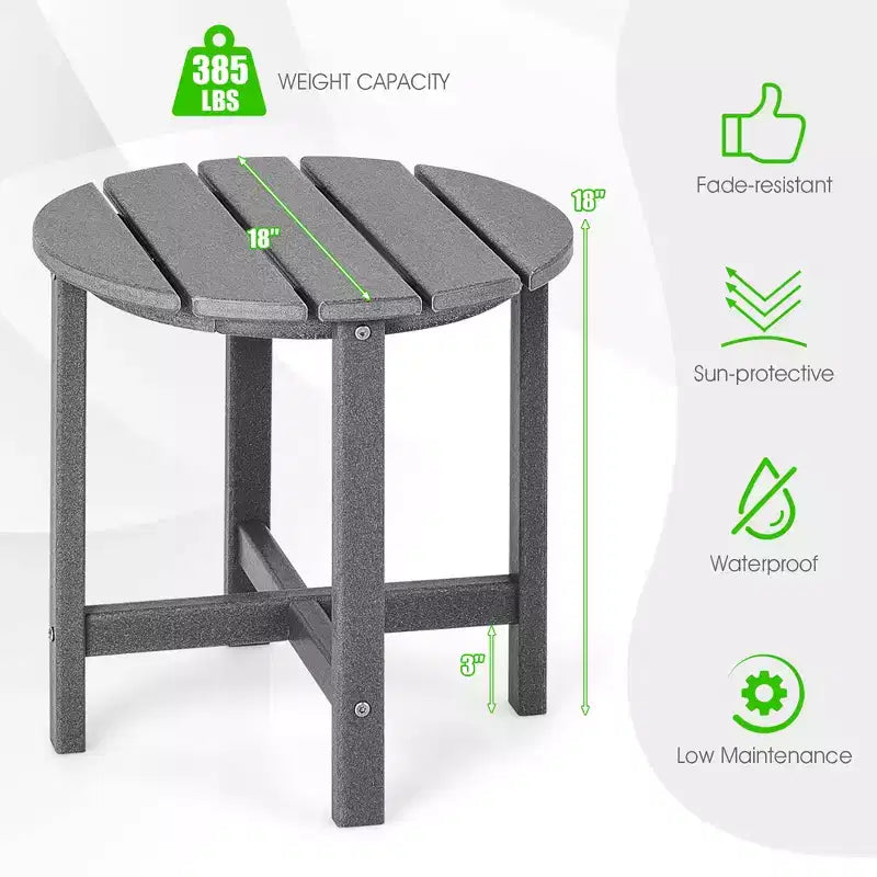 Costway Tavolino Rotondo Adirondack da Patio da 18'' Resistente alle Intemperie per Giardino in HDPE