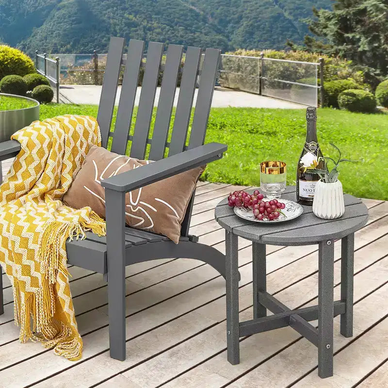 Costway Tavolino Rotondo Adirondack da Patio da 18'' Resistente alle Intemperie per Giardino in HDPE