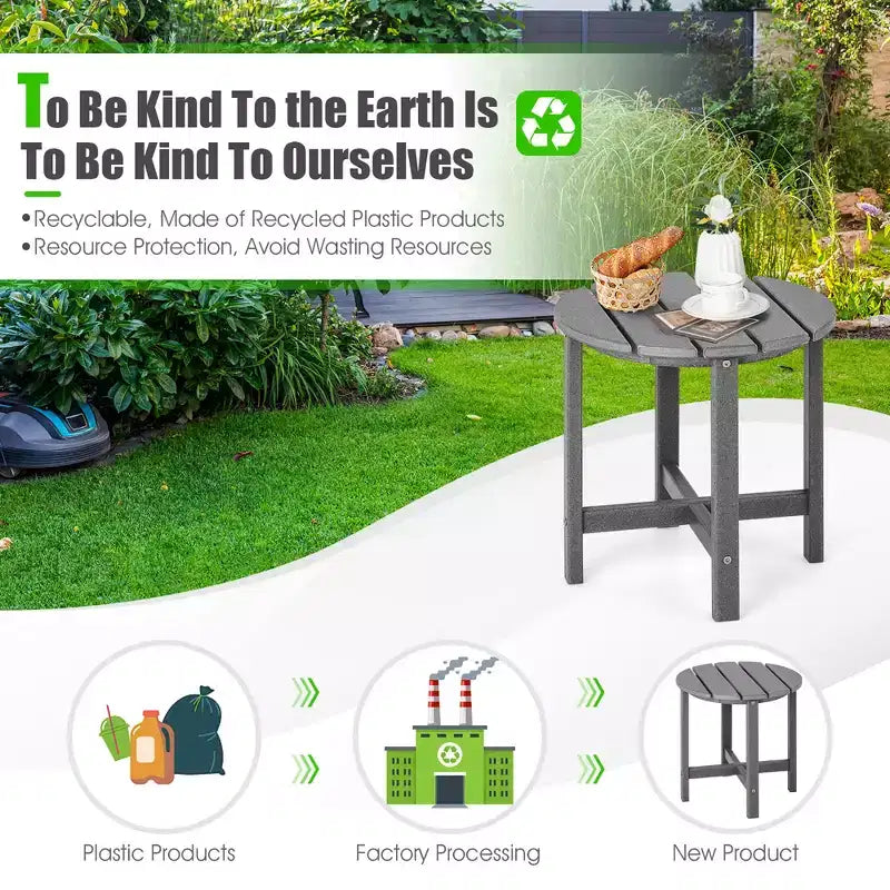 Costway Tavolino Rotondo Adirondack da Patio da 18'' Resistente alle Intemperie per Giardino in HDPE
