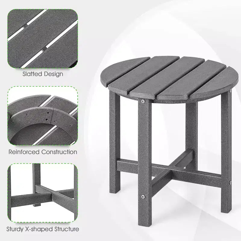 Costway Tavolino Rotondo Adirondack da Patio da 18'' Resistente alle Intemperie per Giardino in HDPE