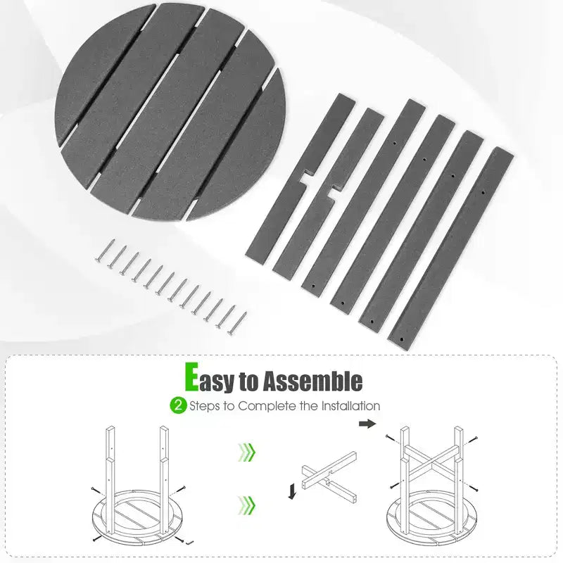 Costway Tavolino Rotondo Adirondack da Patio da 18'' Resistente alle Intemperie per Giardino in HDPE