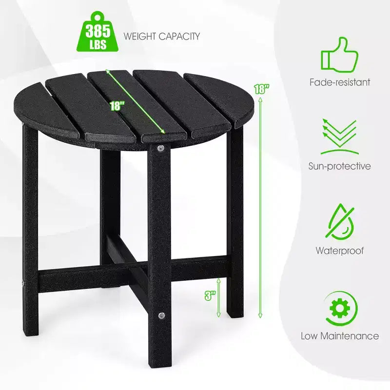 Costway Tavolino Rotondo Adirondack da Patio da 18'' Resistente alle Intemperie per Giardino in HDPE
