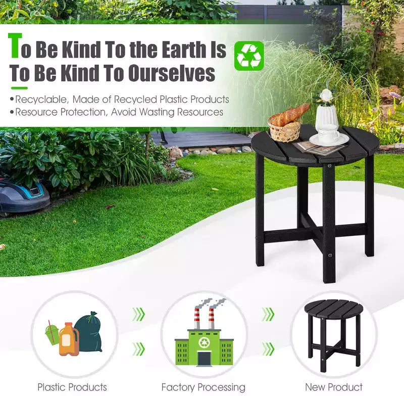 Costway Tavolino Rotondo Adirondack da Patio da 18'' Resistente alle Intemperie per Giardino in HDPE