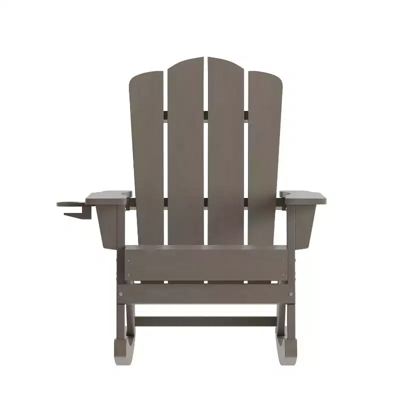 Merrick Lane Sedia a dondolo Adirondack con portabicchieri, sedia da interni/esterni in HDPE per tutte le stagioni