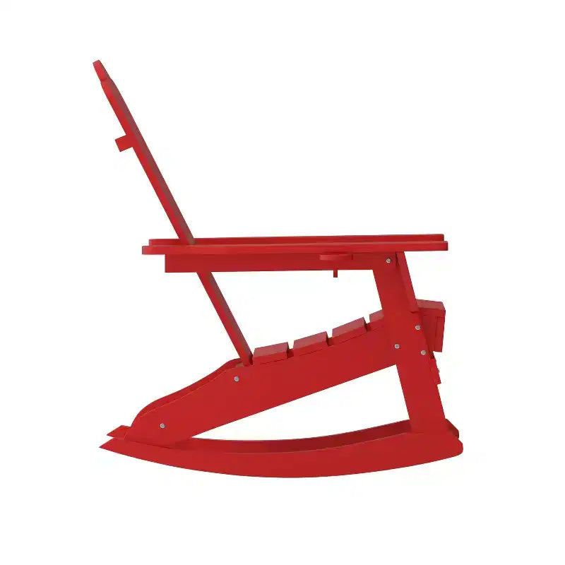 Merrick Lane Sedia a dondolo Adirondack con portabicchieri, sedia da interni/esterni in HDPE per tutte le stagioni