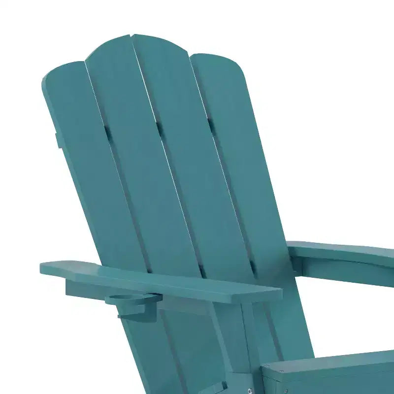 Merrick Lane Sedia a dondolo Adirondack con portabicchieri, sedia da interni/esterni in HDPE per tutte le stagioni