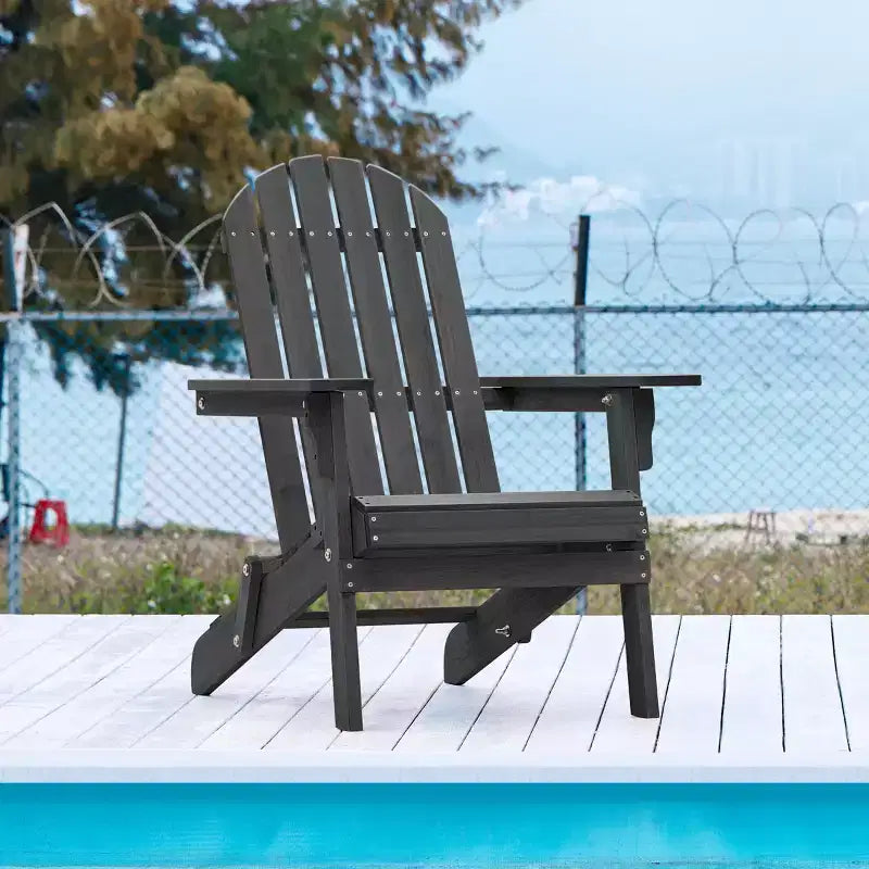 Yaheetech Sedia Pieghevole Adirondack in Legno Massello Sedia da Giardino Resistente alle Intemperie