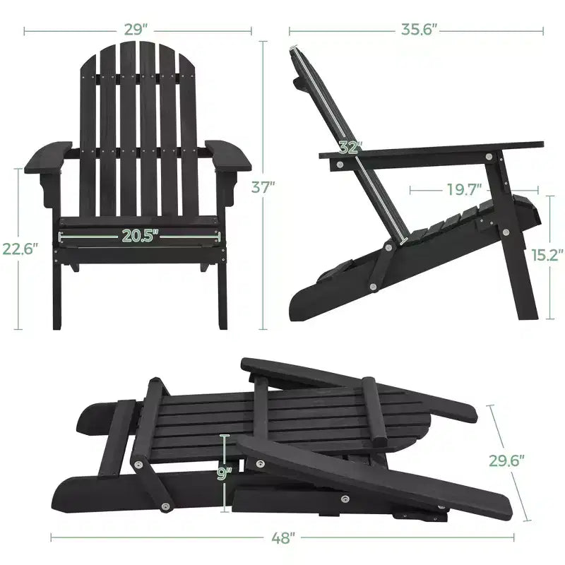 Yaheetech Sedia Pieghevole Adirondack in Legno Massello Sedia da Giardino Resistente alle Intemperie