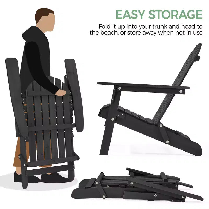 Yaheetech Sedia Pieghevole Adirondack in Legno Massello Sedia da Giardino Resistente alle Intemperie