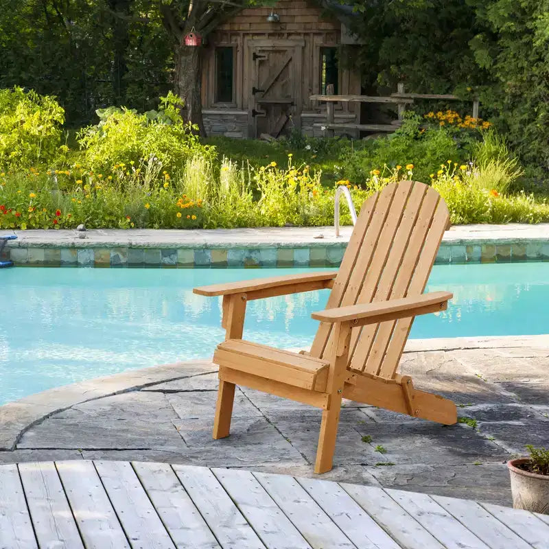 Yaheetech Sedia Pieghevole Adirondack in Legno Massello Sedia da Giardino Resistente alle Intemperie