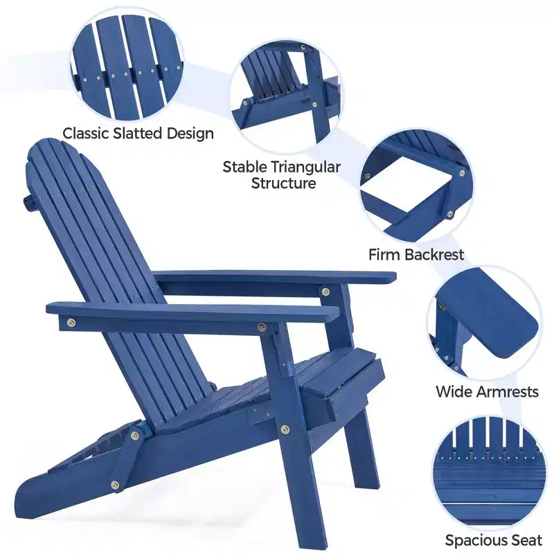 Yaheetech Sedia Pieghevole Adirondack in Legno Massello Sedia da Giardino Resistente alle Intemperie