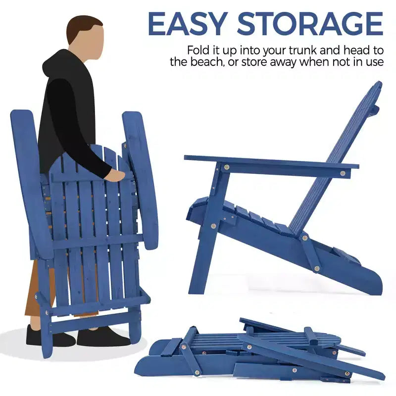Yaheetech Sedia Pieghevole Adirondack in Legno Massello Sedia da Giardino Resistente alle Intemperie