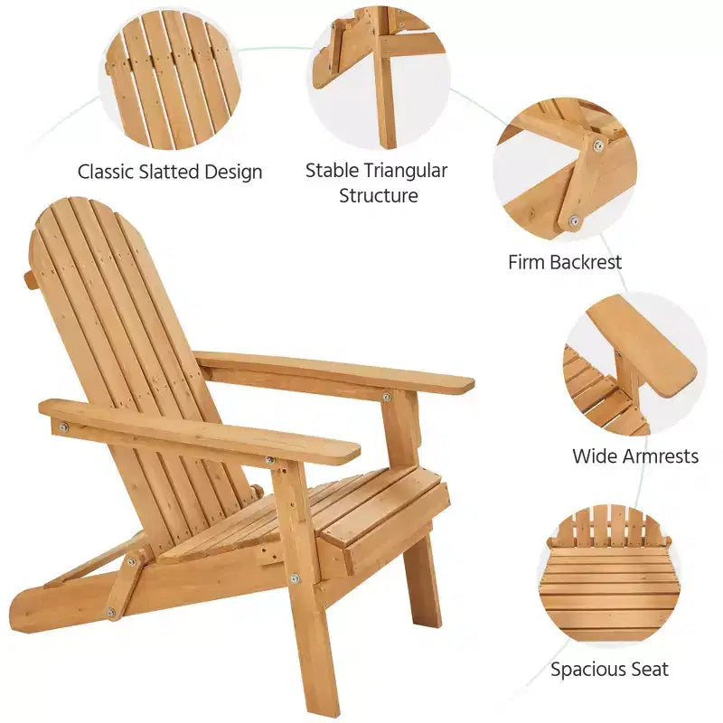 Yaheetech Sedia Pieghevole Adirondack in Legno Massello Sedia da Giardino Resistente alle Intemperie