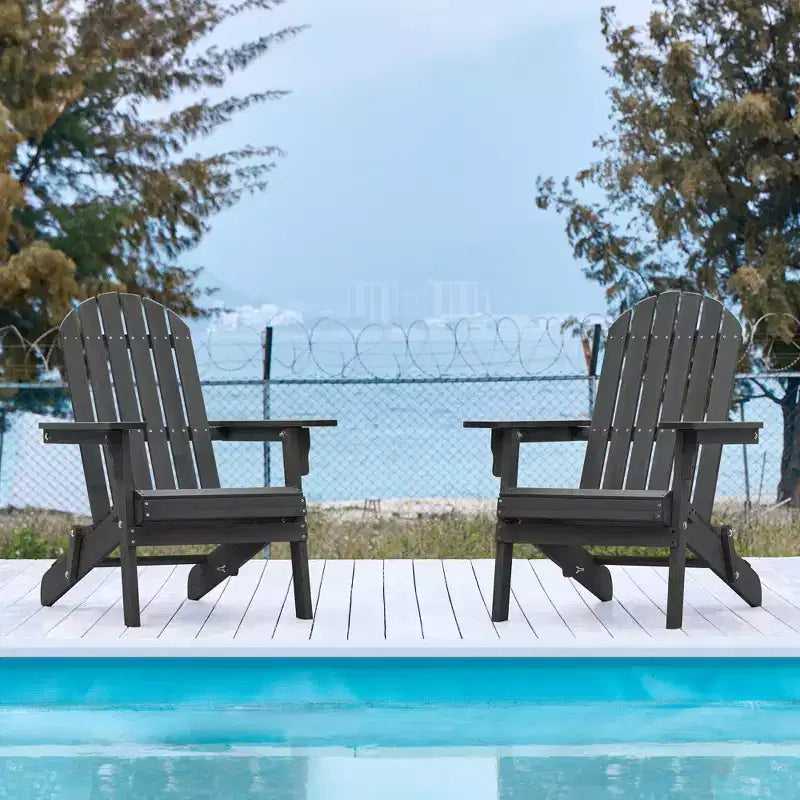 Yaheetech, set di 2 sedie pieghevoli Adirondack in legno massello per esterni