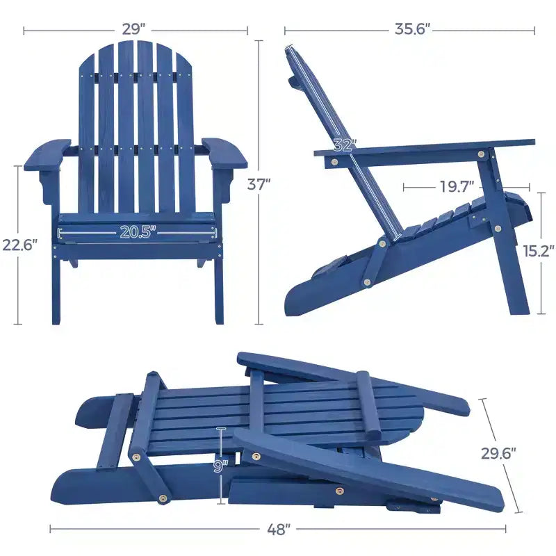Yaheetech, set di 2 sedie pieghevoli Adirondack in legno massello per esterni