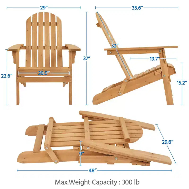 Yaheetech, set di 2 sedie pieghevoli Adirondack in legno massello per esterni