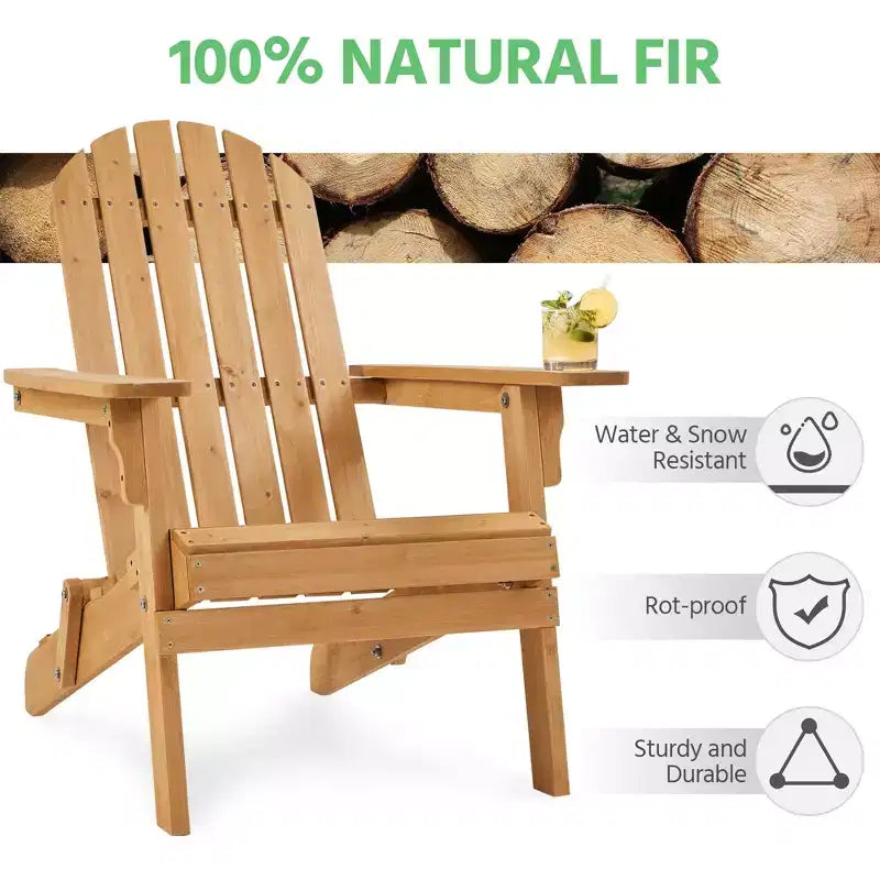 Yaheetech, set di 2 sedie pieghevoli Adirondack in legno massello per esterni