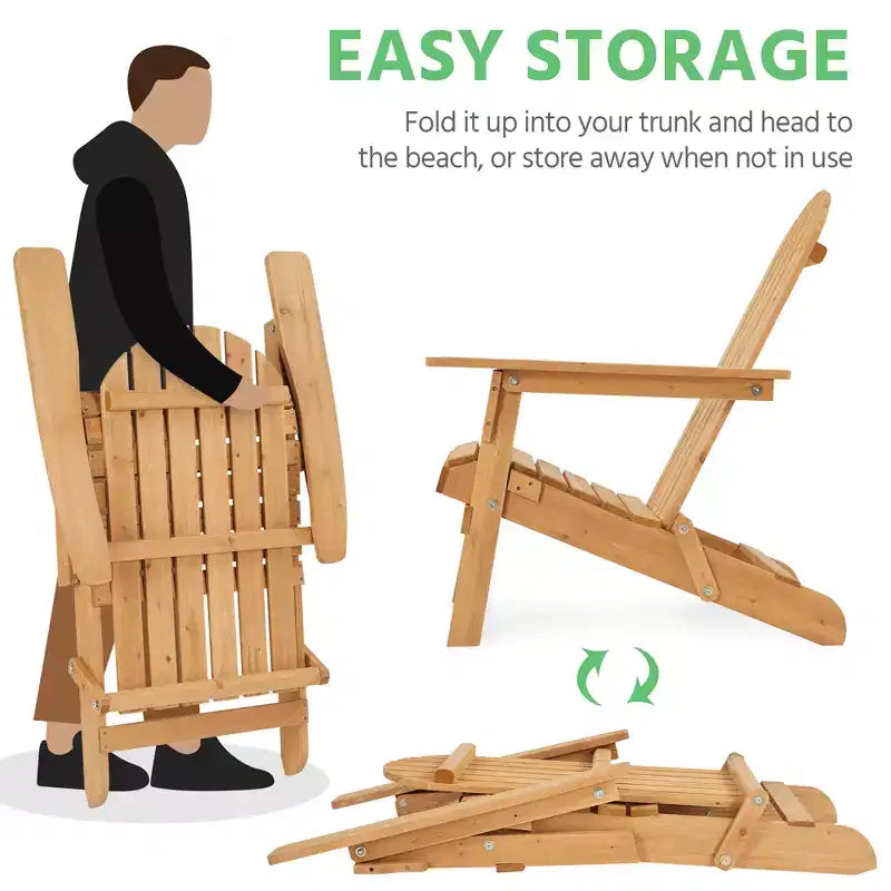 Yaheetech, set di 2 sedie pieghevoli Adirondack in legno massello per esterni